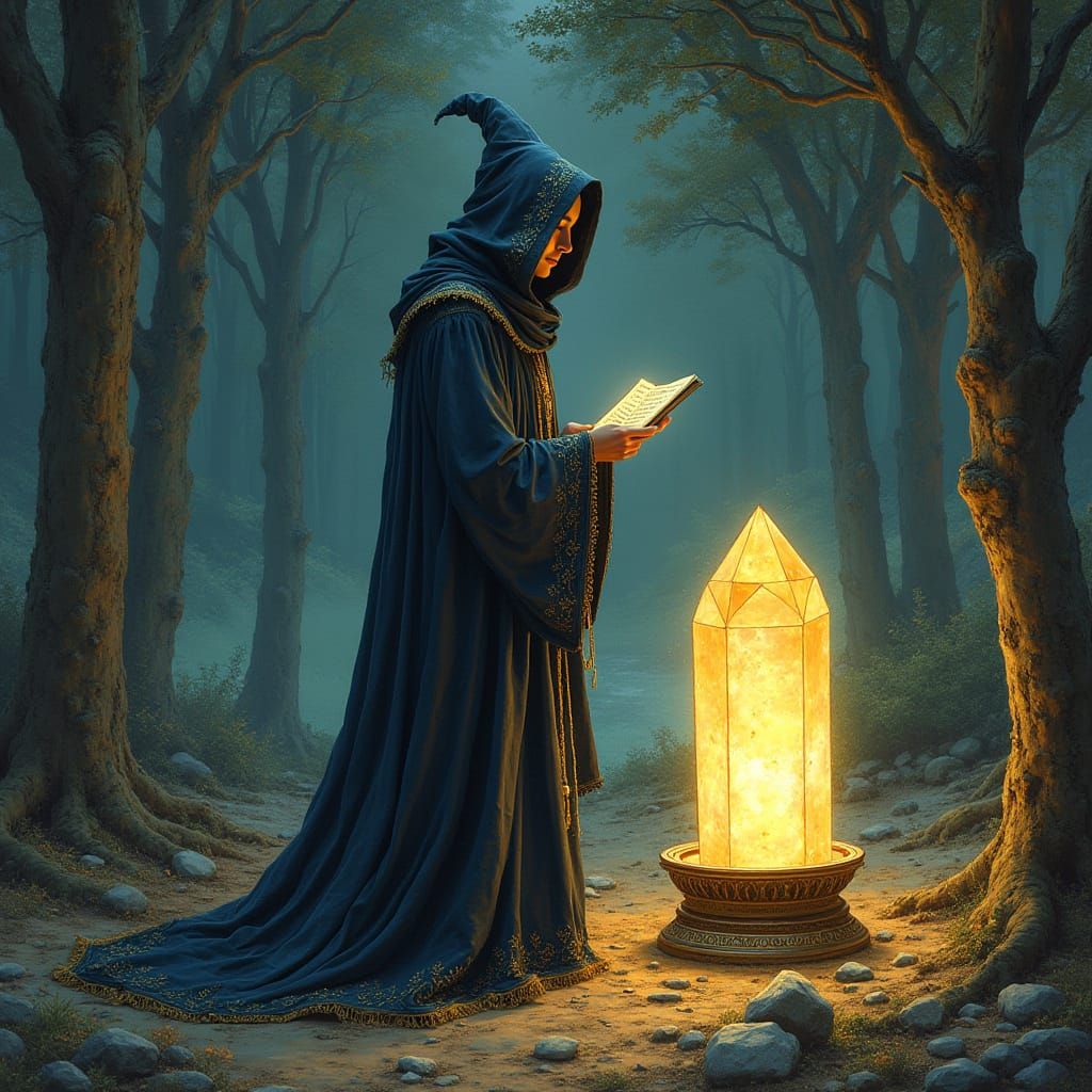 Mysterious Fortune Teller Gazing into Crystal Ball