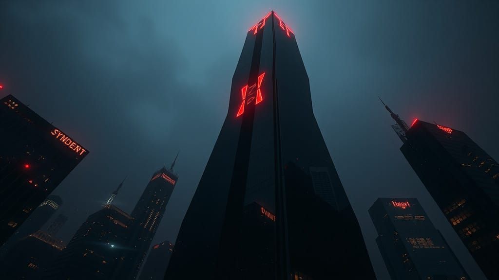 Gritty, Industrial Cyberpunk Metropolis at Dawn