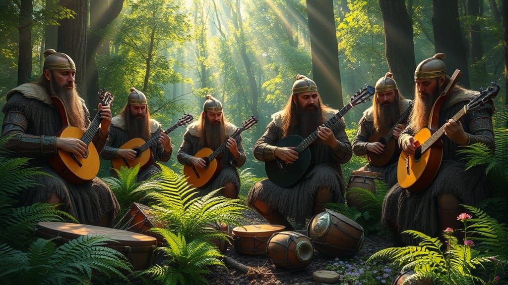 Viking Musicians in Primal Forest Symphony