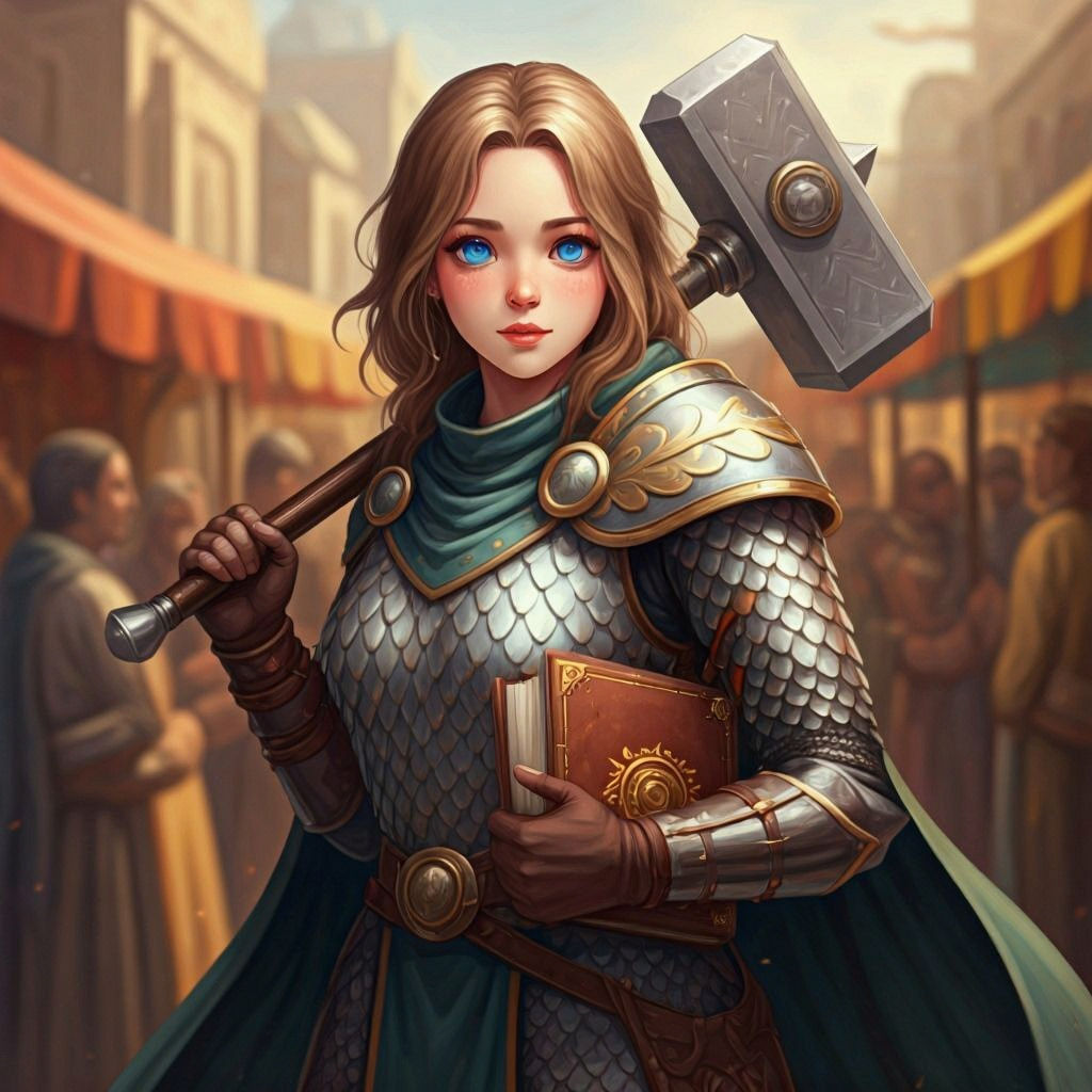 Female human knowledge cleric.