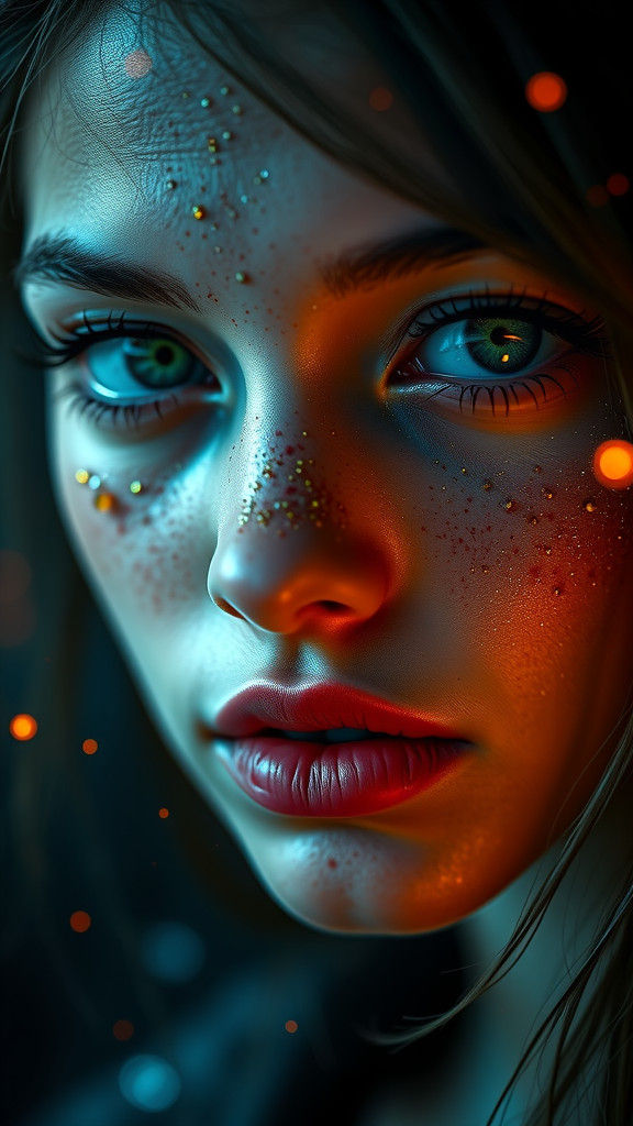 Ethereal Portrait of Woman with Green Eyes
