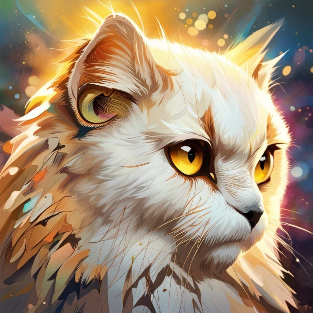 Adorable Owl Cat (Tressym) in Hyperrealistic Style