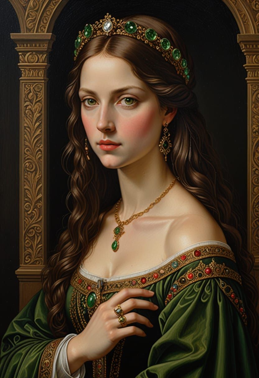 Renaissance Oil Portrait of a Royal Woman