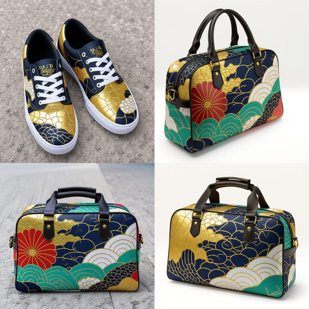 Anime Shoes With Kintsugi Design And Matching Bag