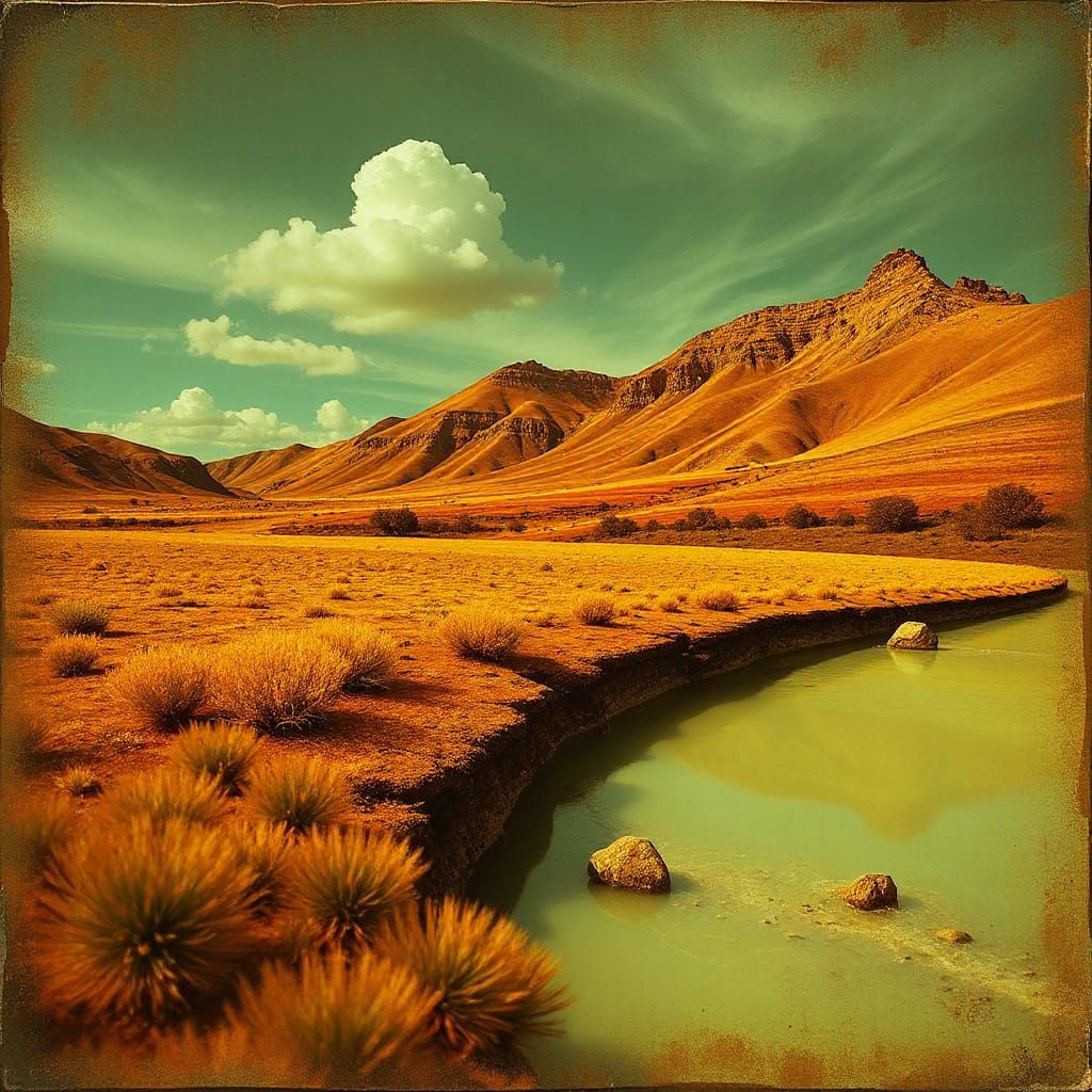 Mythic Amber Auburn Abstract Surreal Landscape