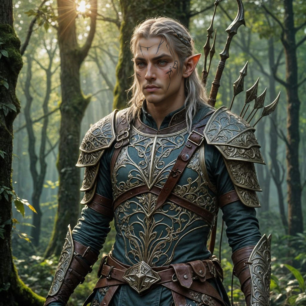 Vigilant Elven Archer in High Fantasy Realm