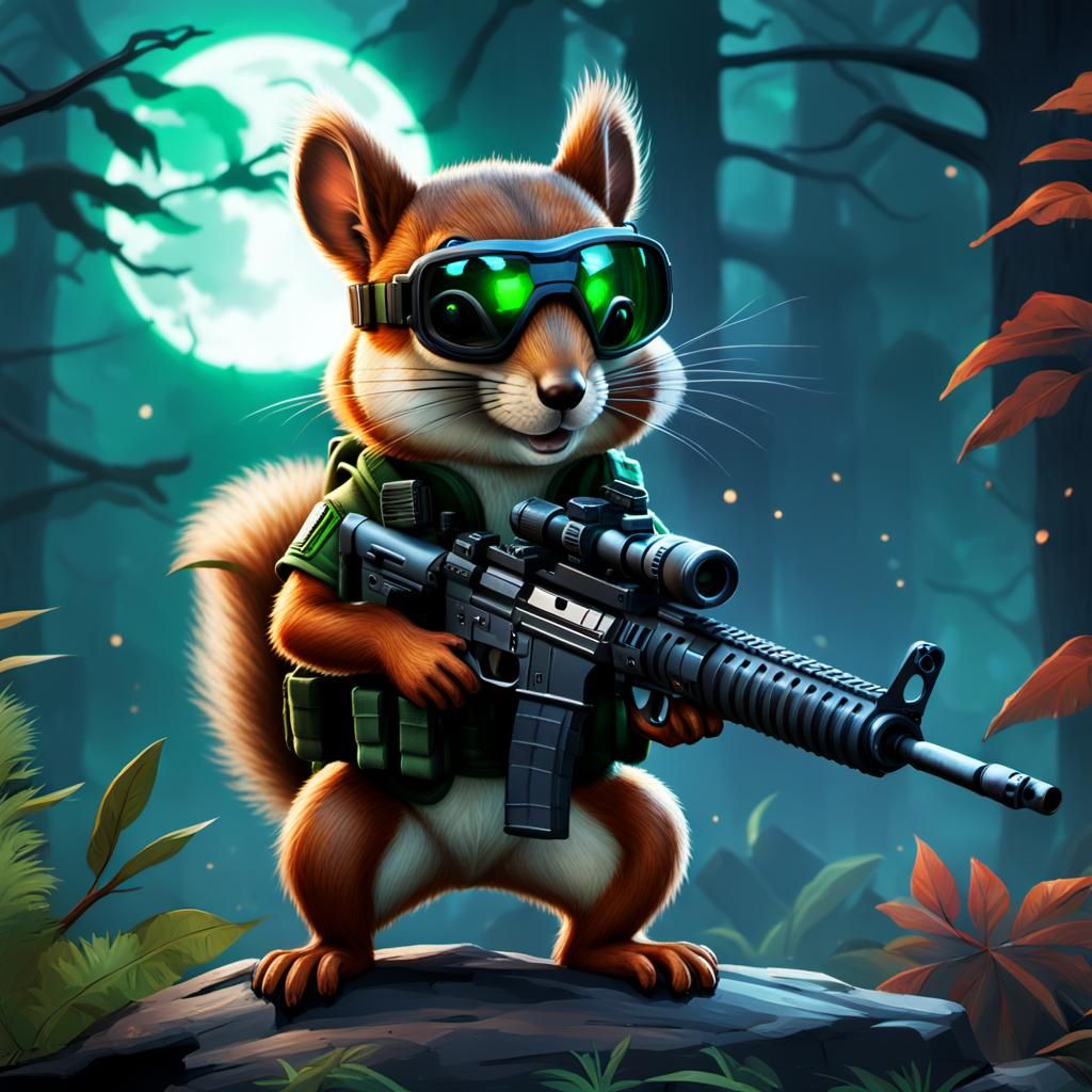 Tactical Squirrel Concept Art in Unreal Engine 5 Style