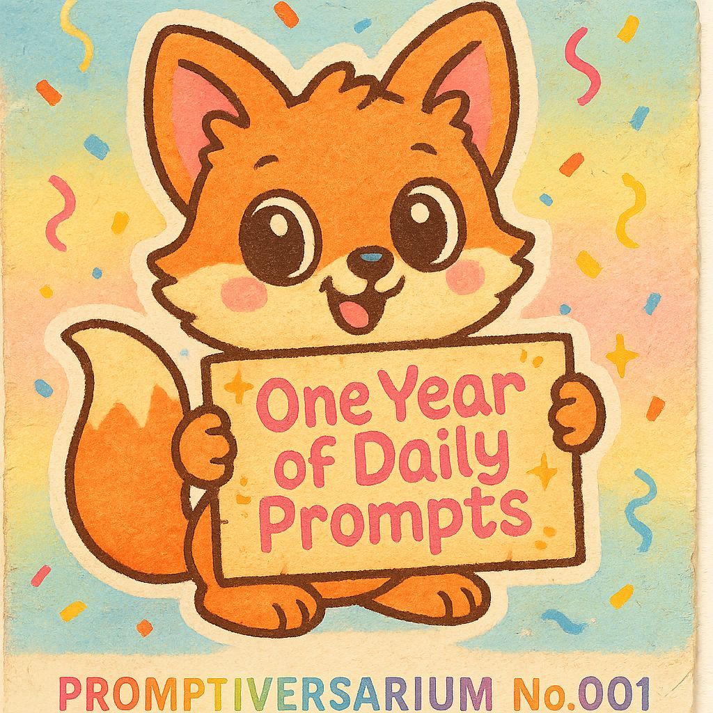 Cartoon Fox Celebrates Anniversary in Kawaii Style
