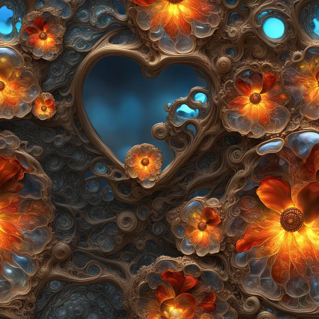 Steampunk Glass Lava Flower in Klimt Style