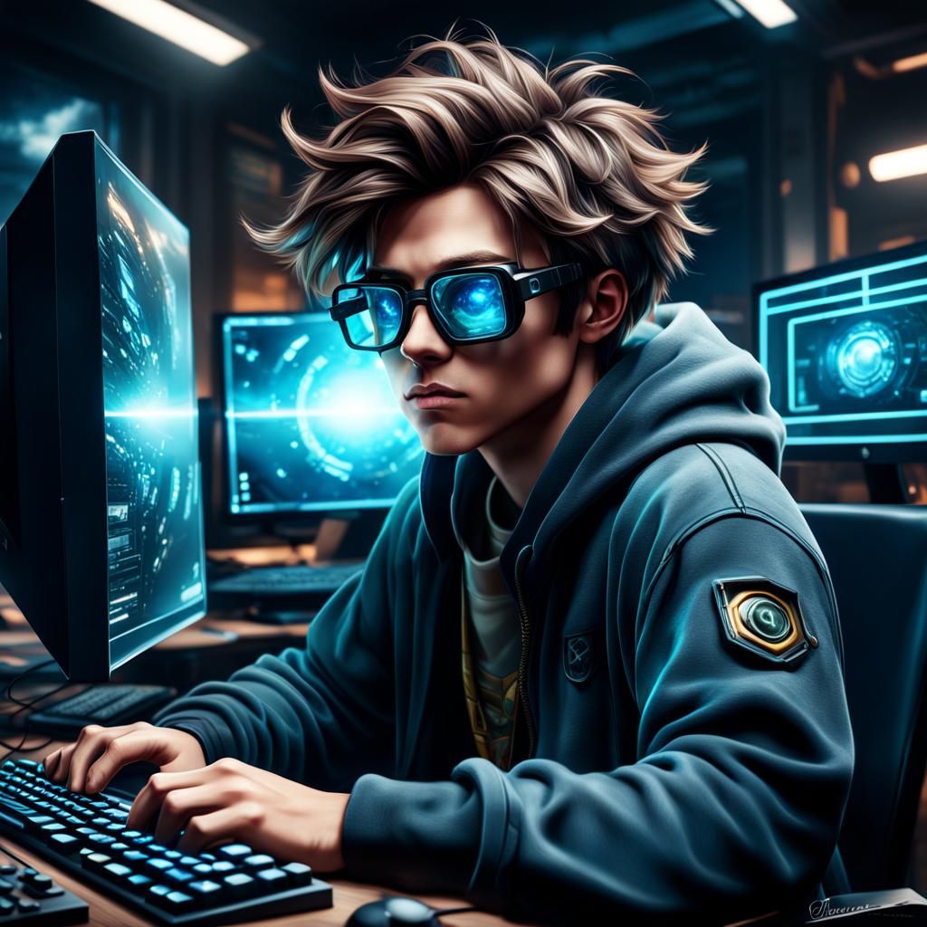 Gamer with Oversized Glasses: Digital Matte Painting