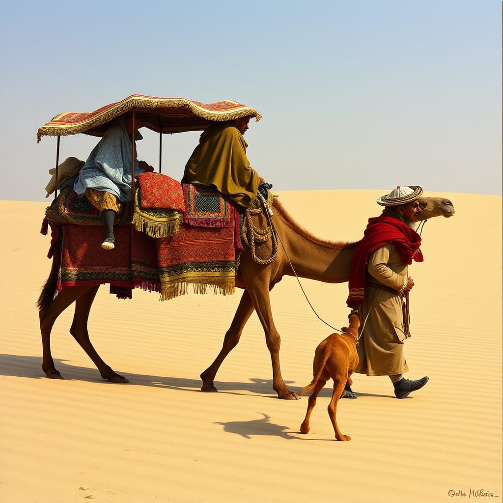 Desert Caravan Art in Romantic Style