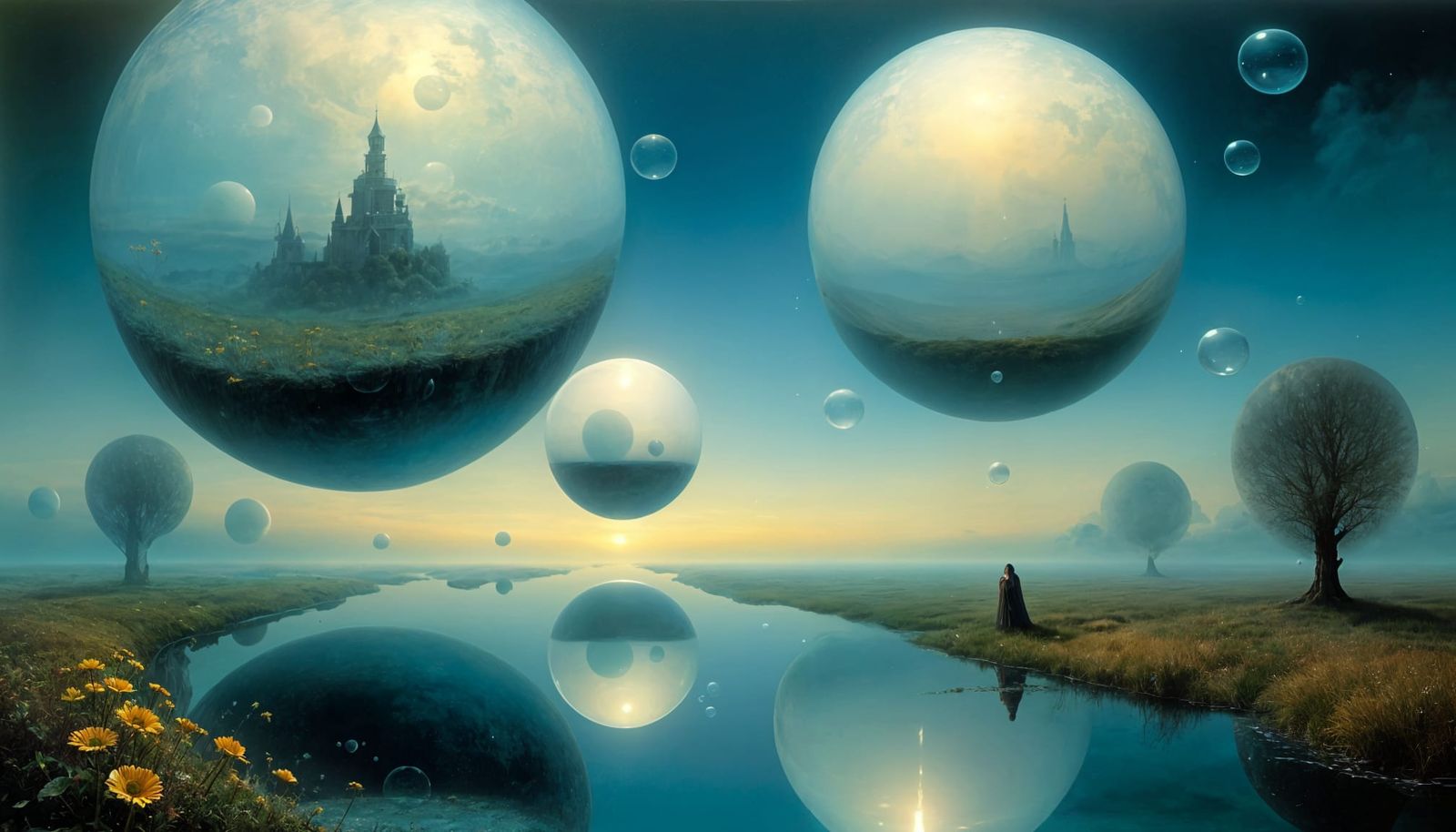 Ethereal Floating Ecosystems: Miniature Worlds in Azure Skie...