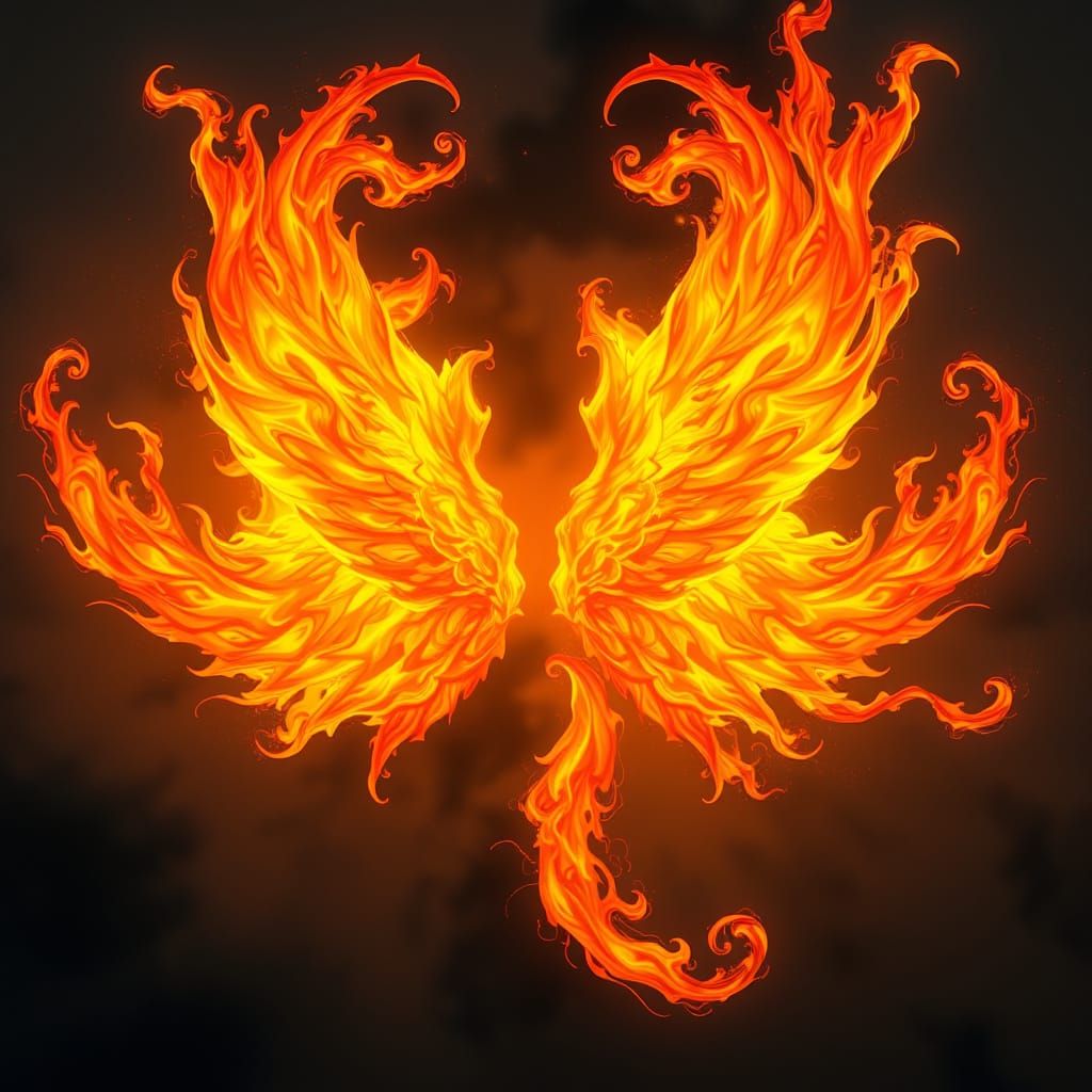 Vibrant Blazing Wings In Ethereal Style
