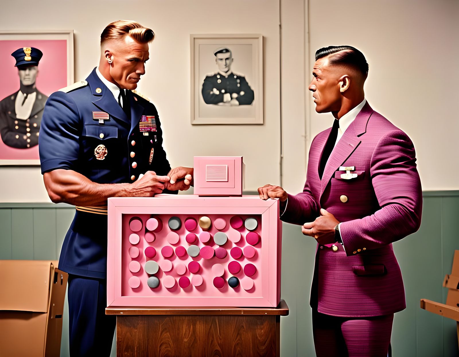 Bauhaus Beefcake Flexing Pink Circles