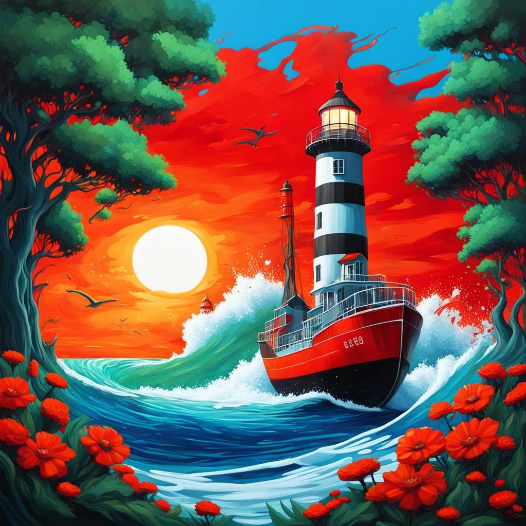 Colorful Graffiti Art of Ocean Scene