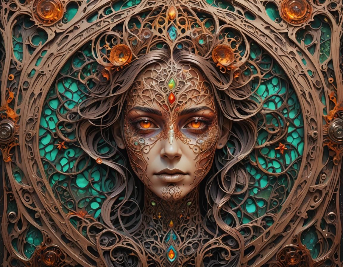 Intricate Magma Portrait in Dystopian Fantasy Style