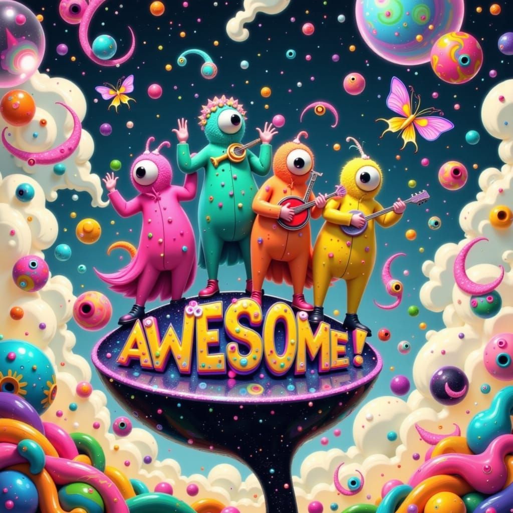 Psychedelic Jellybean Musicians on Spoon, Peter Max Style