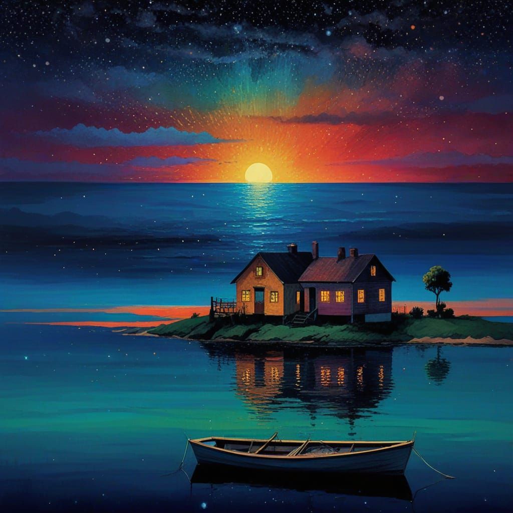 Lonely Island at Night