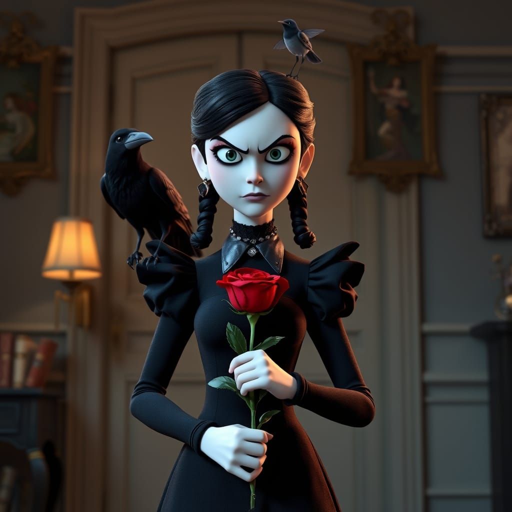 Gothic Wednesday Addams Stares Back in Anger