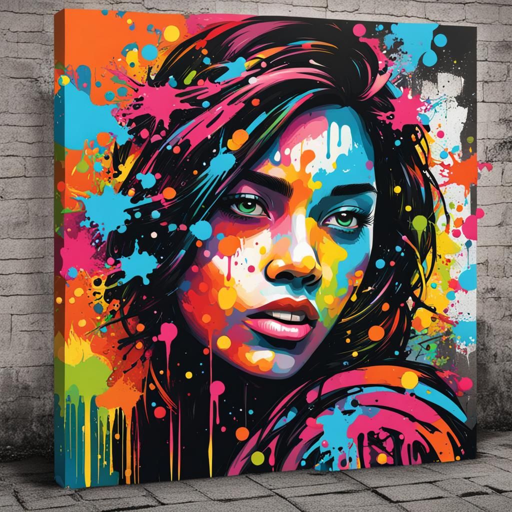 Girl in Graffiti Splash of Colors