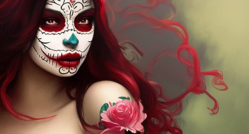 Day of the Dead Portrait in Dark Fantasy Style