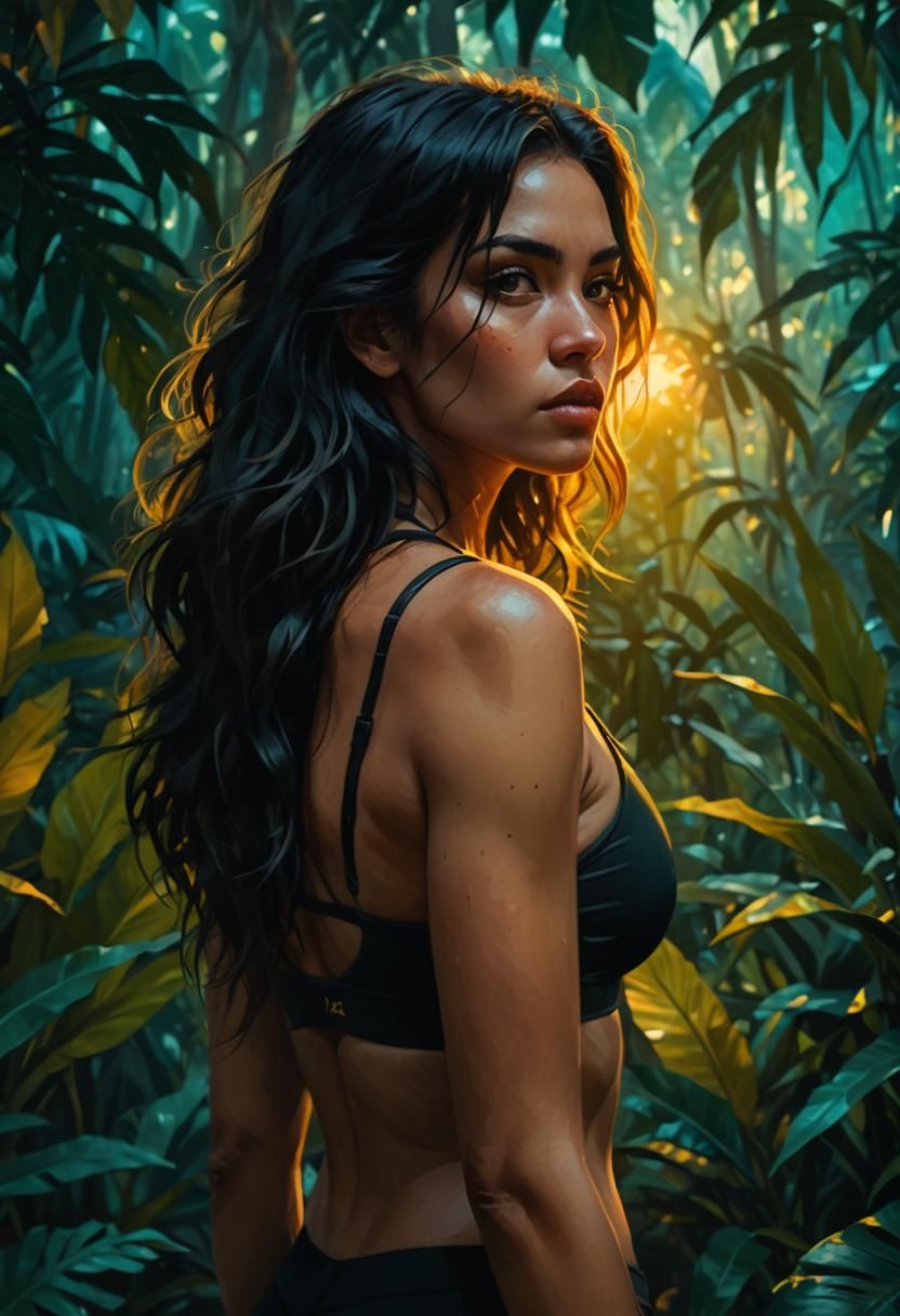 Woman in Tropical Jungle: Digital Fantasy Art