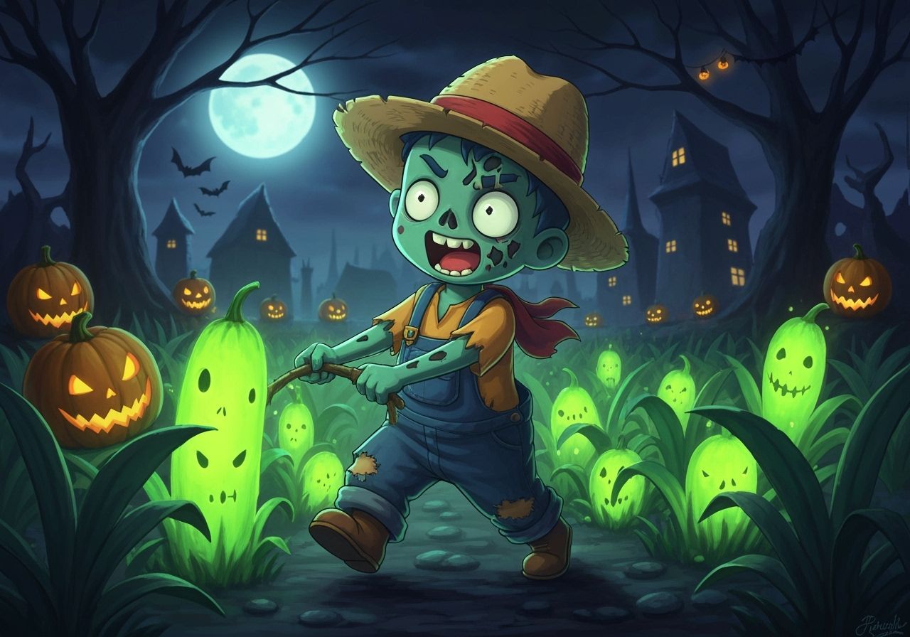 Cute Chibi Zombie Farmer at Nightmare Harvest Festival