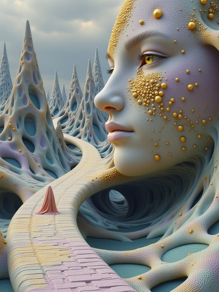 Ethereal Female Form Emerges from Dreamlike Landscape in Sof...