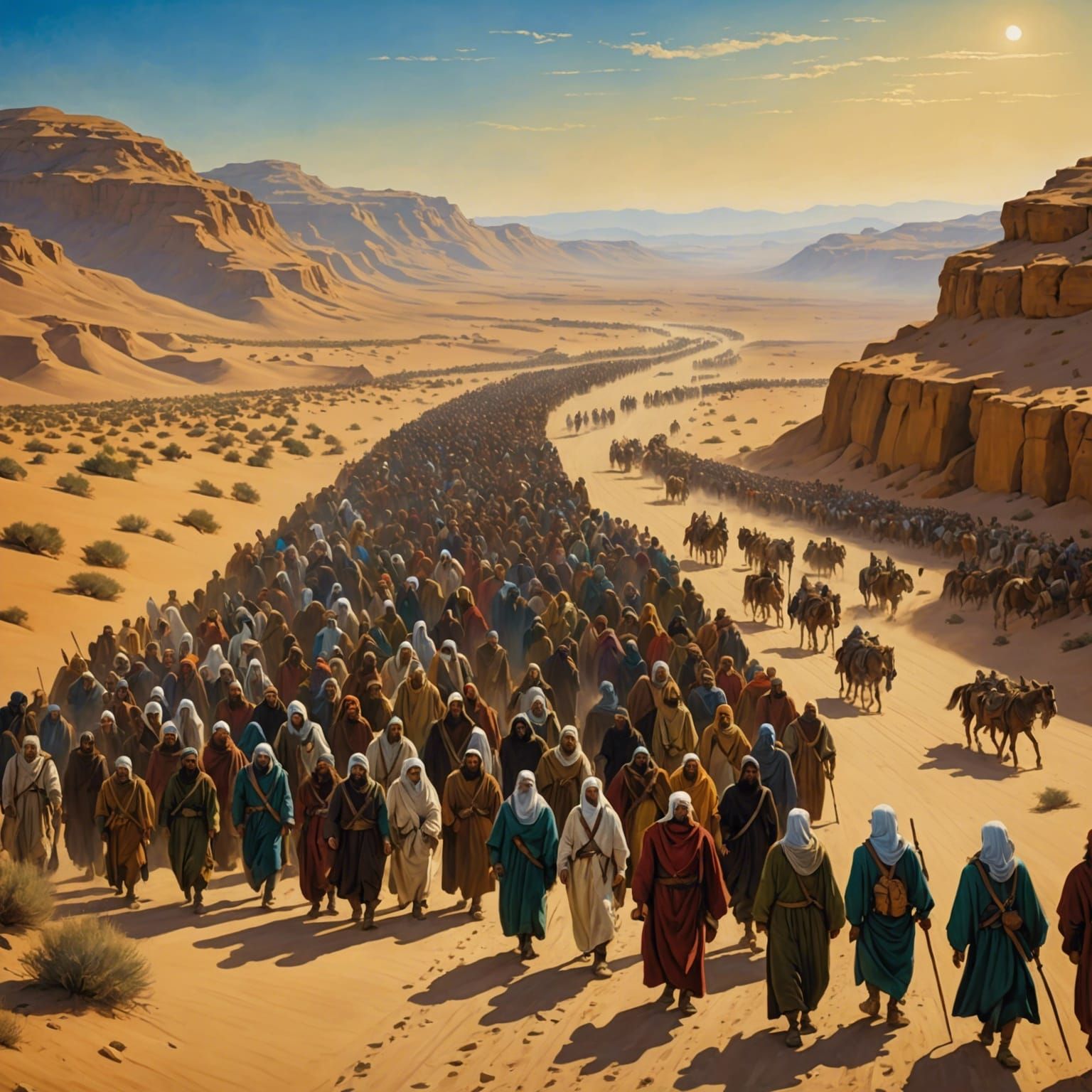 Israelites Journey Through Desert Landscape in Renaissance S...