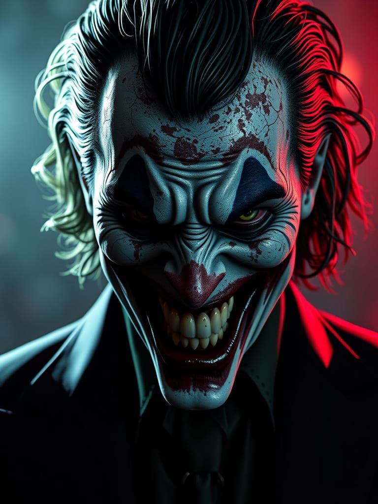 Gritty Joker in Tarantino-Inspired, Dark Pulp Art Style