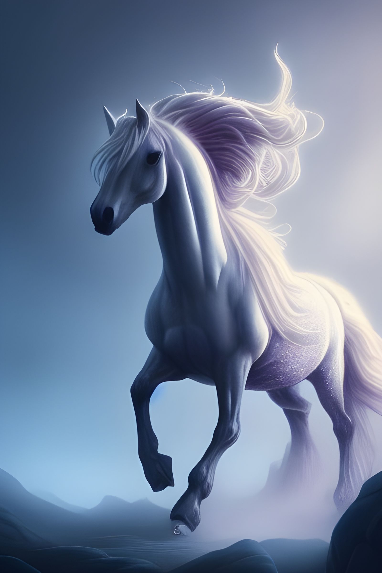Spectral Horse and Rider, Detailed Fantasy Art