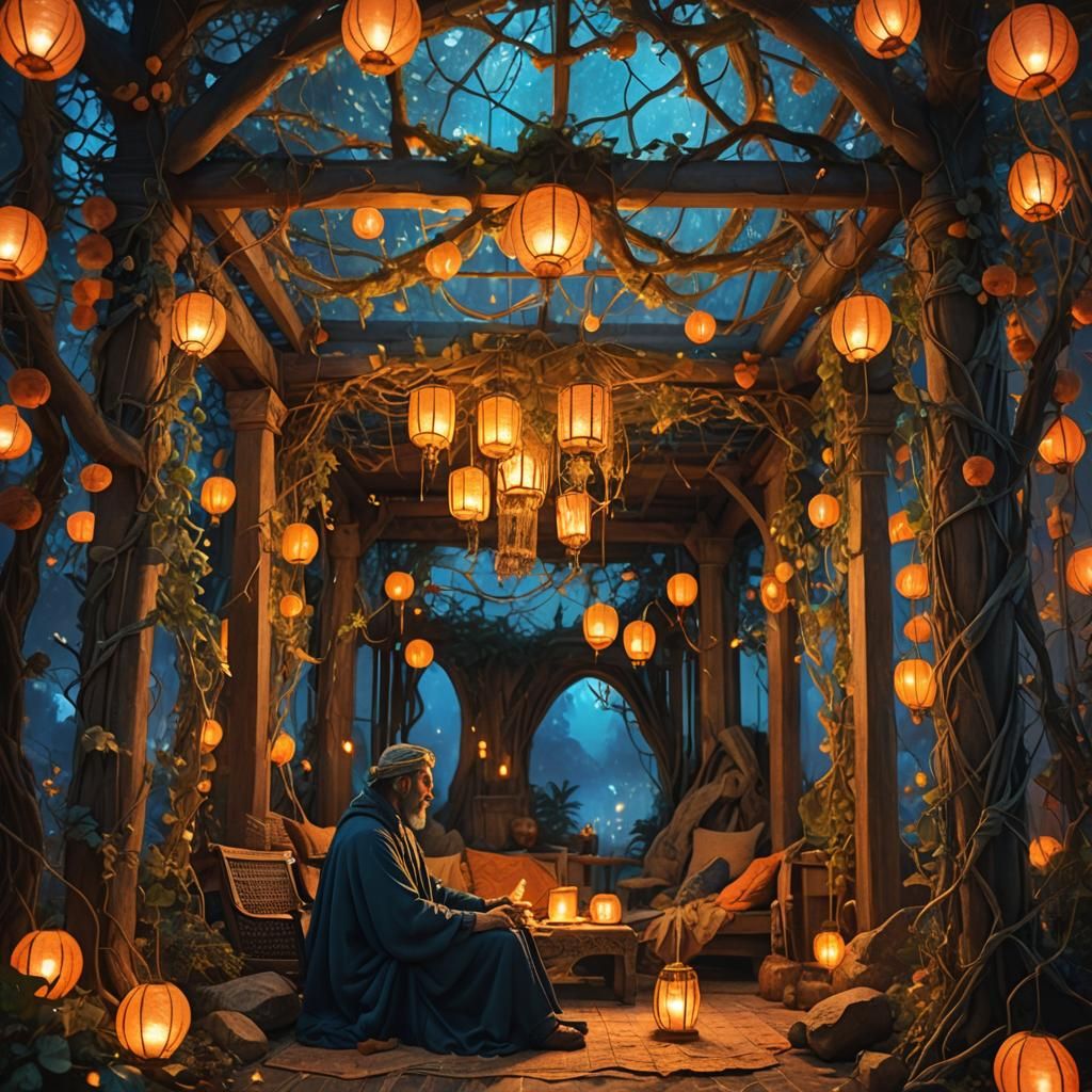 Leviathan Sukkah: Fantasy Art with Lanterns