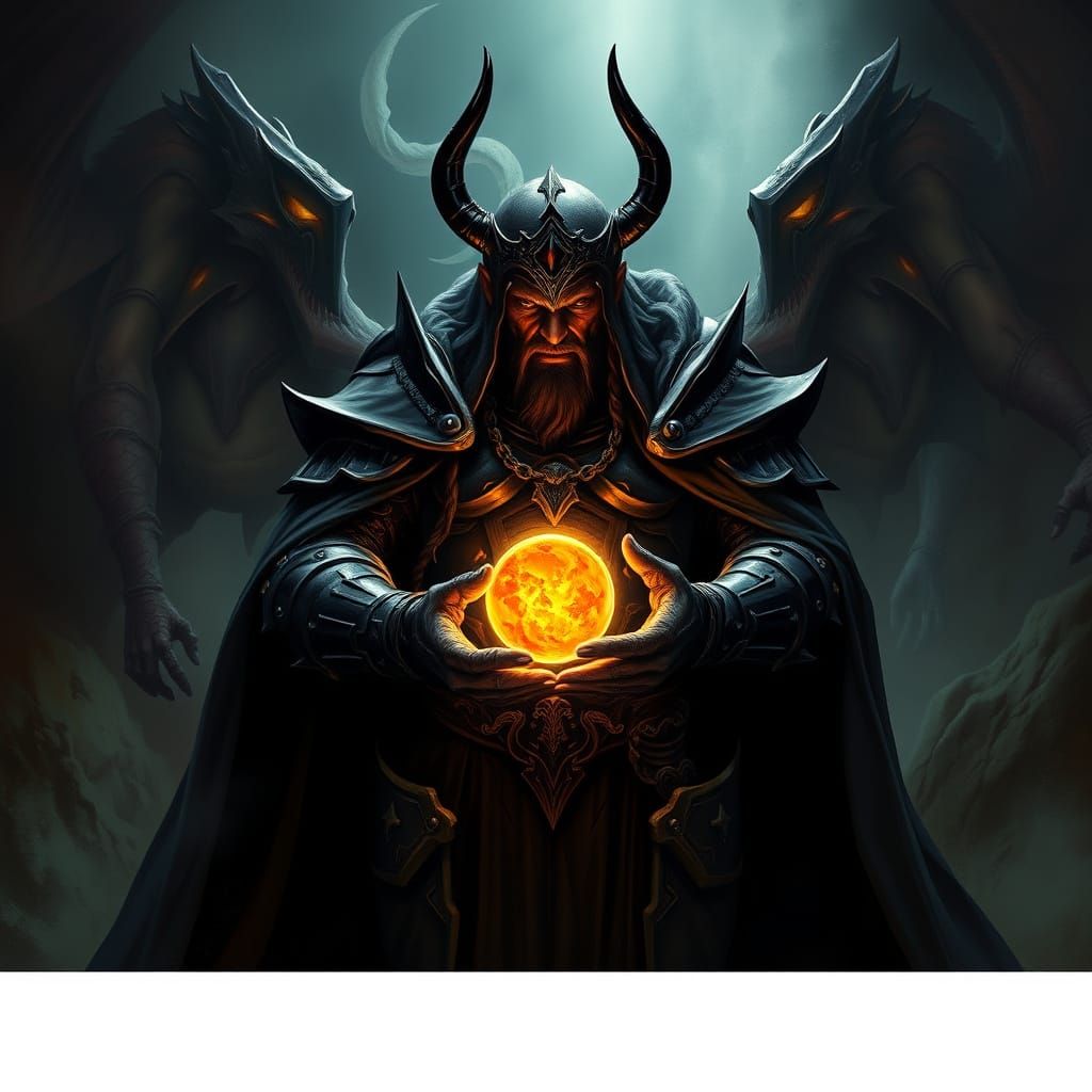 Dark Lord with Ring in Mystical Realm