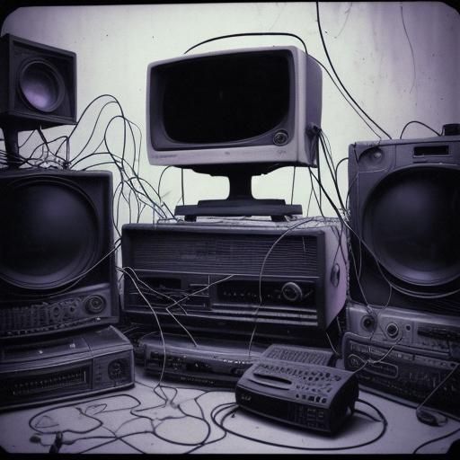 Surreal Vintage Photograph: Dark 80s Electronic Aesthetic