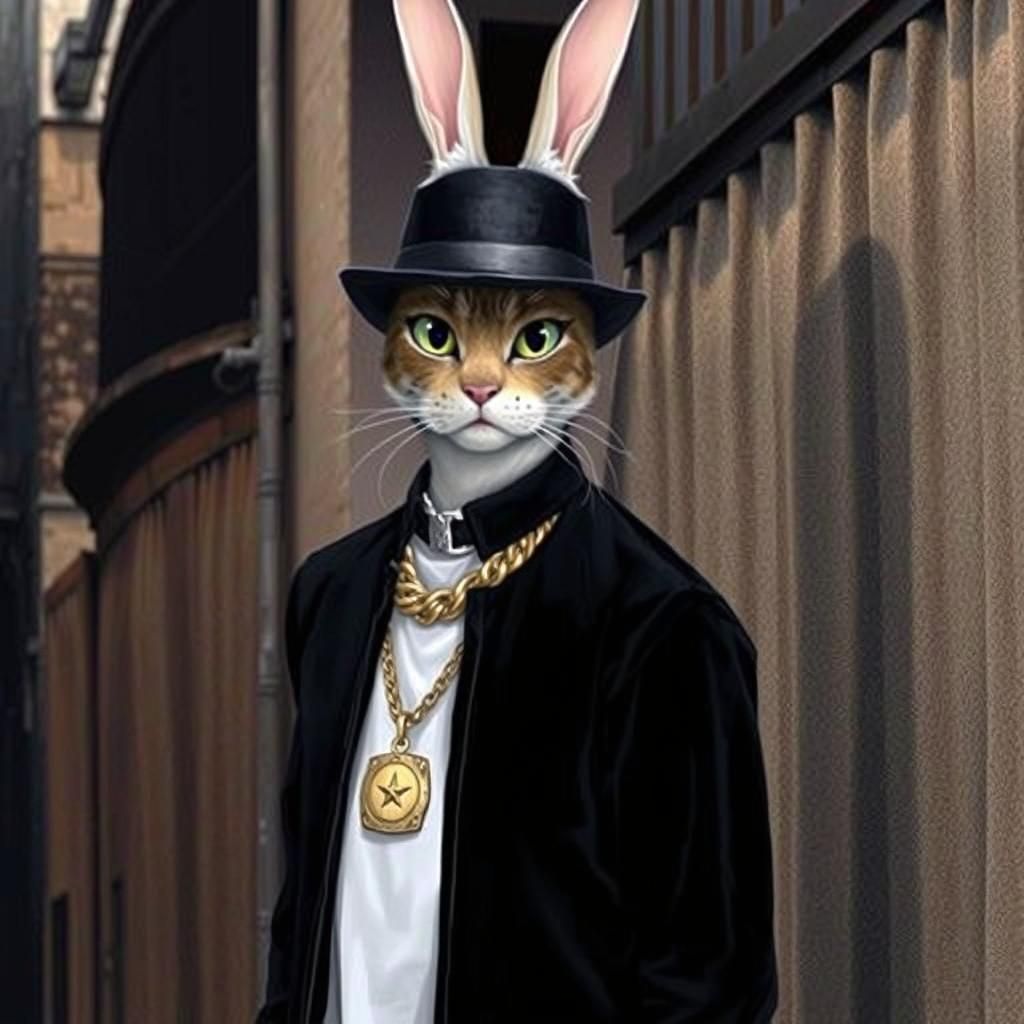 Cartoon Gangsta Cats in an Alley