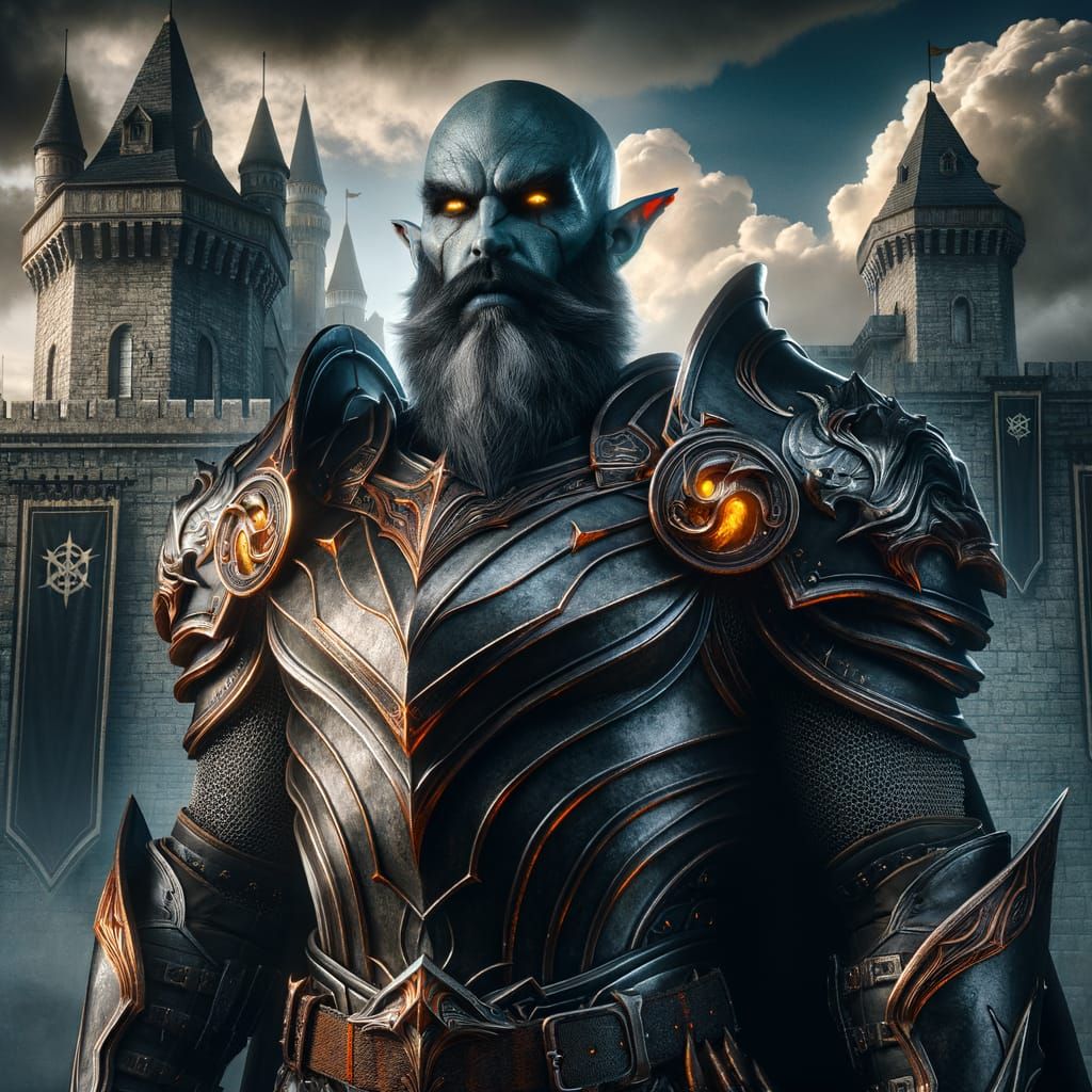 Bald Dark Elf Warrior in Polished Armor