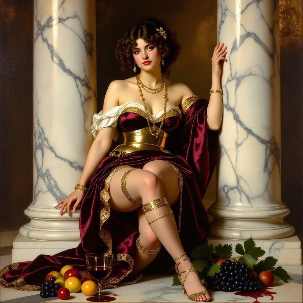 Roman Woman in Silk Stockings, Caravaggio Lighting