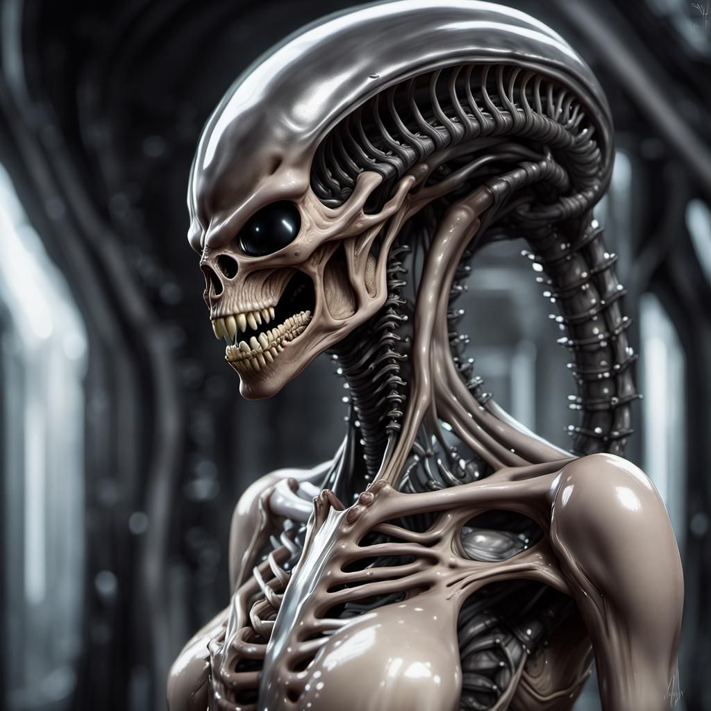 Biomechanical Xenomorph Female in Horror Style