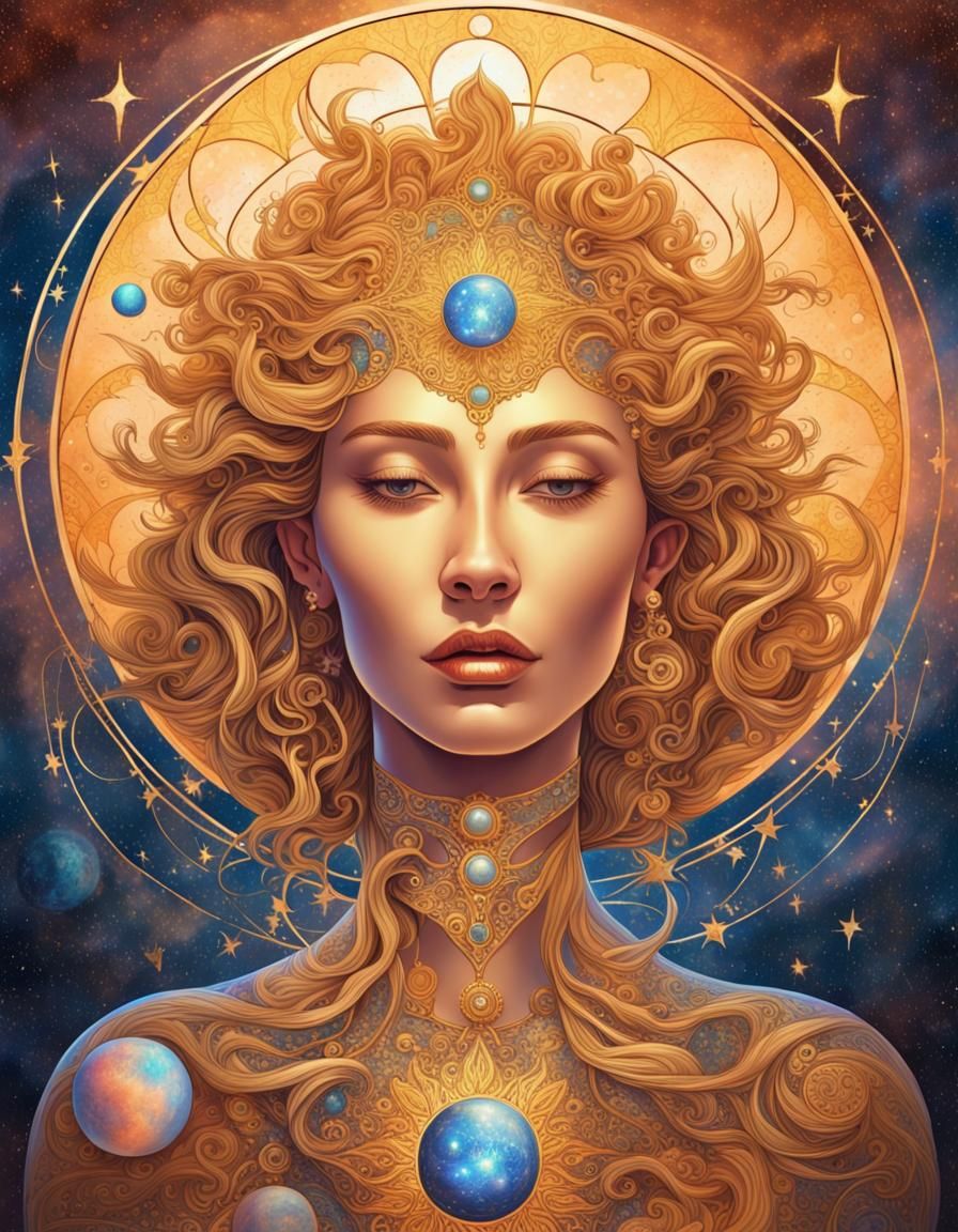Cosmic Mother: Luminous Astral Illustration