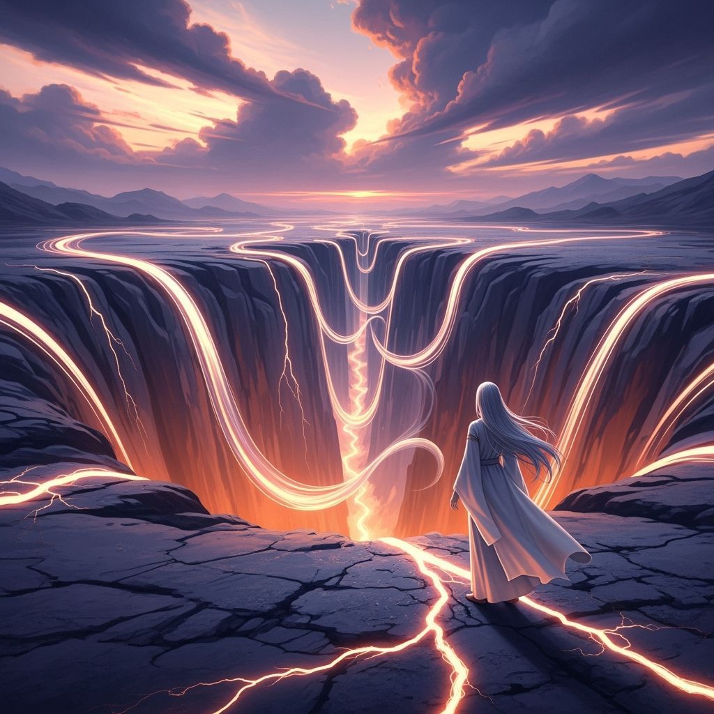 Ethereal Canyon Figure in Surreal Digital Art