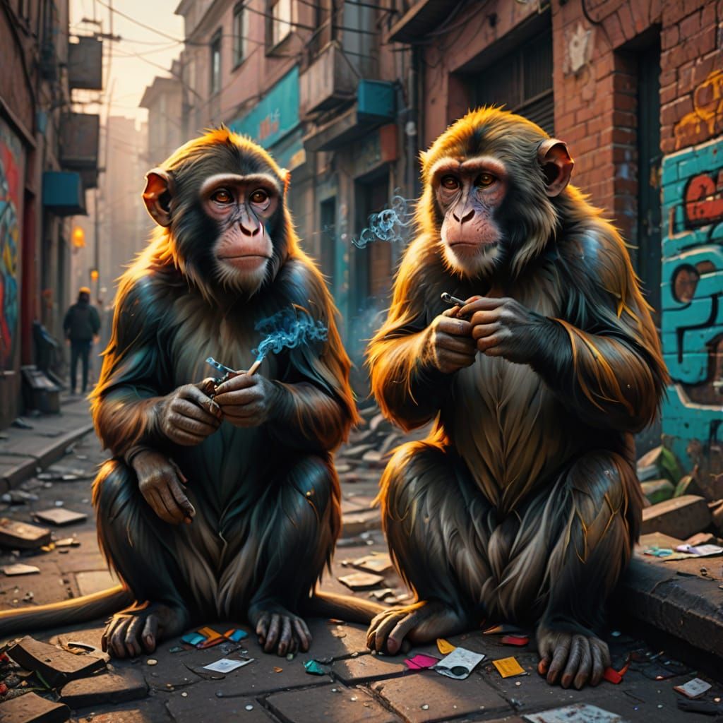 Russian Alley Monkeys in Golden Hour