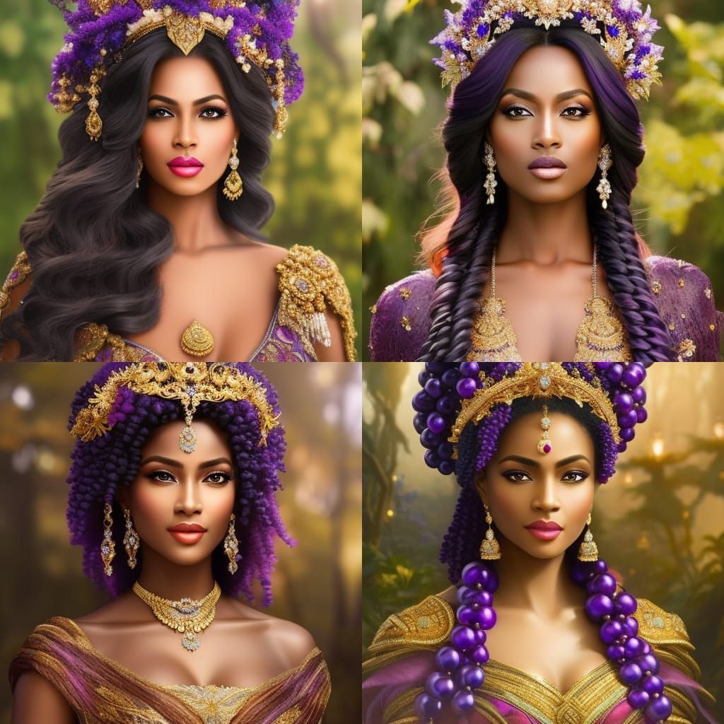 Grape Goddess with Crown of Jewels, Digital Portrait