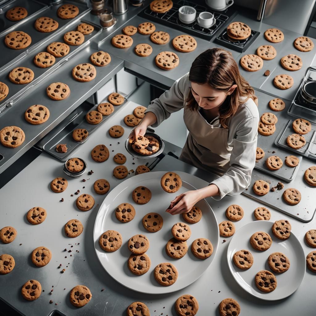 ASMR Photo of Woman Arranging Hot Cookies