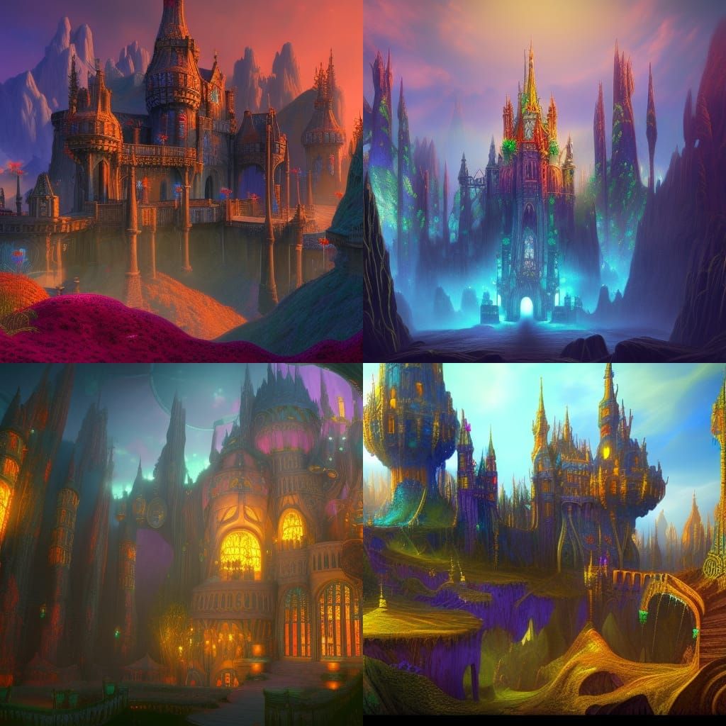 Psychedelic Fantasy Castle in Detailed Matte Painting