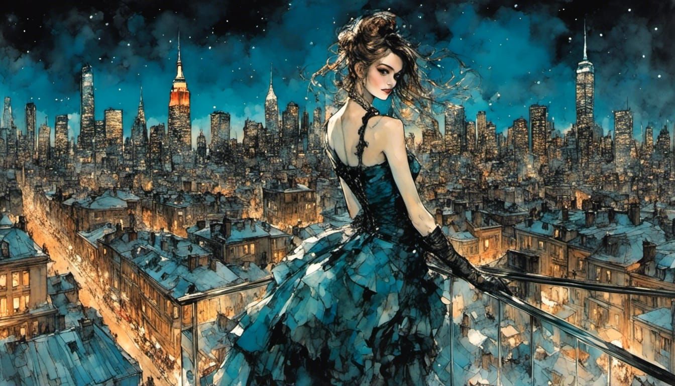 Woman's Rooftop Fear in Manhattan