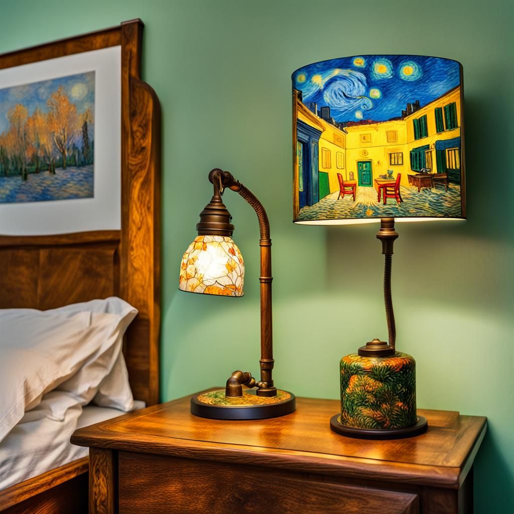 Bedside Lamp in Van Gogh Style