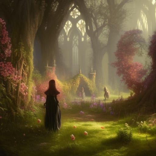 High Gothic Magical Flower Garden: Dark Fantasy Concept