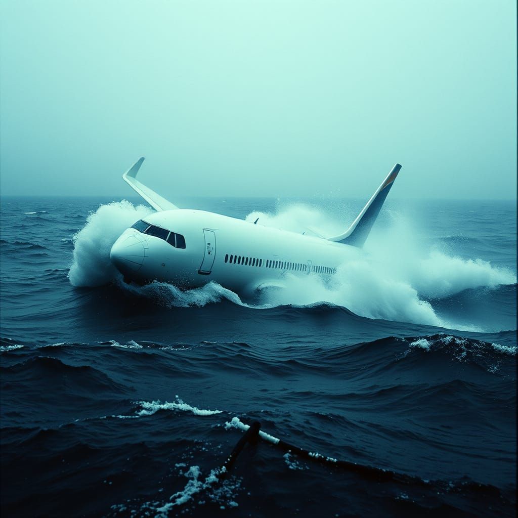 Dramatic Airliner Crash in Turbulent Ocean Storm