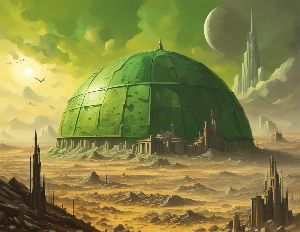 Martian Wasteland City in Dome: Sinister Digital Art
