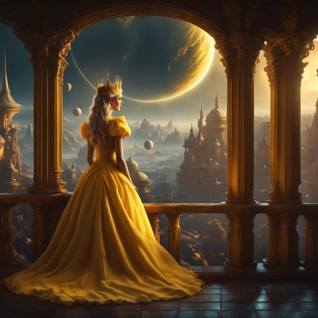 Princess Stares at Planets: Fantasy Concept Art